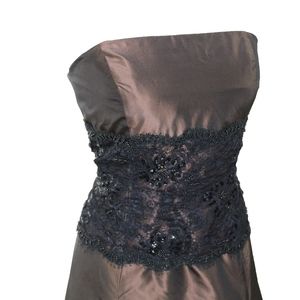 Vintage Brown Black Lace Prom Gown Size 12